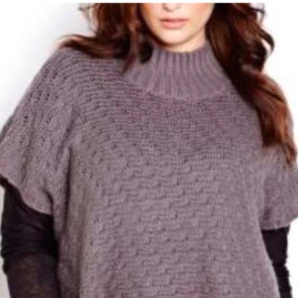 NEW PHOTOS! MOCK NECK SWEATER, SLEEVELESS, MEDIUM GREY MIX, SZ 3X/4X, PONCHO STY - Picture 2 of 15
